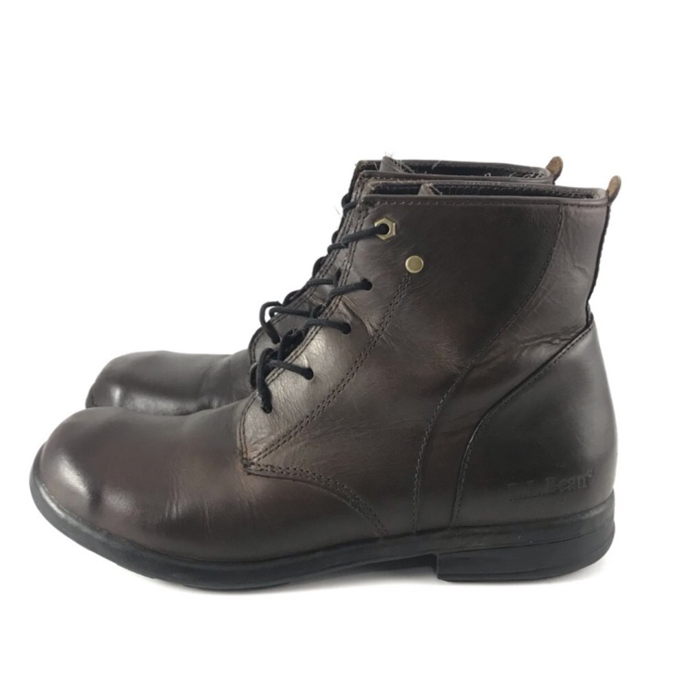 LL Bean Leather Lace Up Boots Brown Size 9